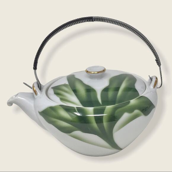 Vintage Seyei Porcelain Tea Set Fine Bone China 6 Piece Leaf Print - Picture 3 of 11